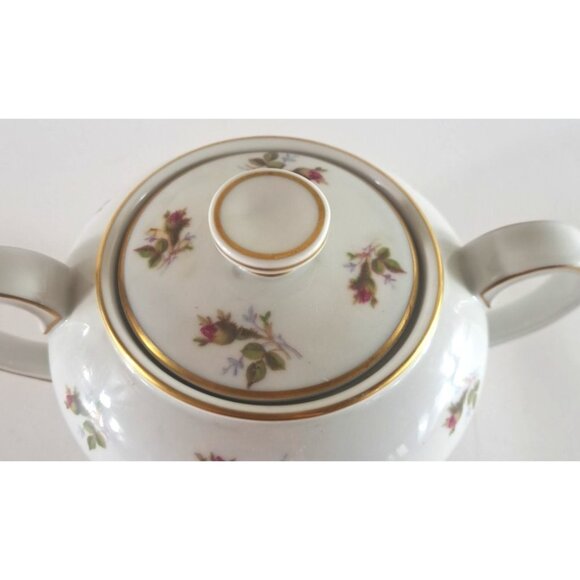 Vintage Selb Germany Winifred Sugar Bowl 2 Handle Moss Rose Rosenthal Gold Trim - Picture 2 of 5